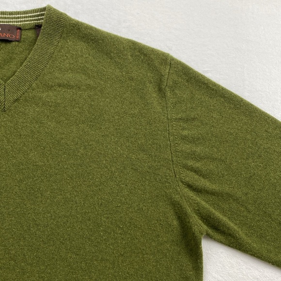 Toscano Wool Long Sleeve V Neck Sweater (Moss Green) - Picture 8 of 16